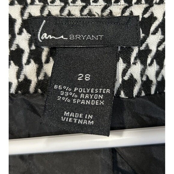 Lane Bryant Blazer Jacket Womens 28 Black White Houndstooth Asymmetric Zip - Picture 6 of 6